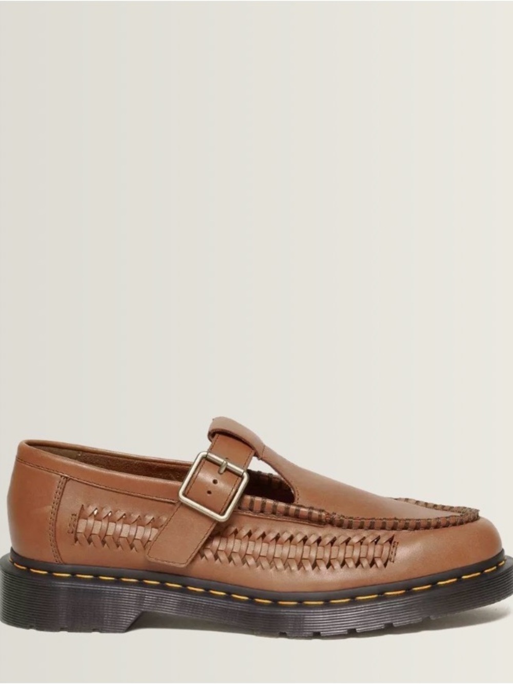 Dr. Martens Tan Leather Woven Slip-On Loafers